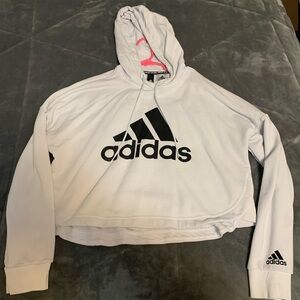 White adidas cropped hoodie